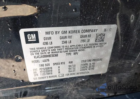 2017 Buick Encore Preferred из США, поврежденный, VIN KL4CJASB9HB230368